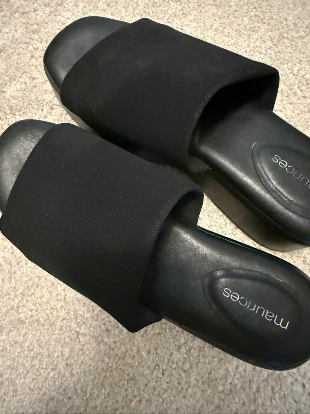 Maurices Black Wide Strap Slide Sandals